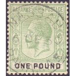 Bahamas Stamps : 1912 £1 Dull Green ad Black.