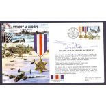 Col. Patrick Anthony Porteous VC signed JS50 cover, Victory in Europe