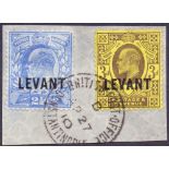 British Levant Stamps : 1905 2 1/2d and 3d overprinted,