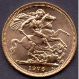 COINS : 1976 Gold Sovereign in good to fine condition (£5 bidding increments)