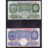 BANK NOTES : 1950-55 Beale £1 Green and 1940-48 £1 Blue and Pink (2)