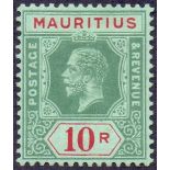 MAURITIUS STAMPS : 1913 10r Green and Red Die I.