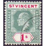 ST VINCENT STAMPS : 1904 1/- Green and Carmine.