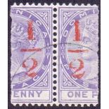 DOMINICA STAMPS : 1882 1/2d on 1d,