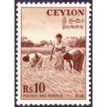CEYLON STAMPS : 1951 10r Red Brown and Buff.
