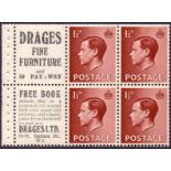 GREAT BRITAIN STAMPS : 1936 Edward VIII advertising booklet pane 1/12d,