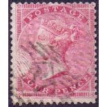 GREAT BRITAIN STAMPS : 1855 4d Carmine (white paper) fine used,