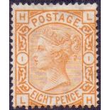 GREAT BRITAIN STAMPS : 1873 8d Orange plate 1 ,