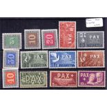 SWITZERLAND STAMPS : 1945 unmounted mint PAX set to 10fr SG 447-59 Cat £275