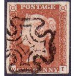 STAMPS : 1841 1d Red plate 27, superb used,