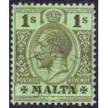 MALTA STAMPS : 1914 1/- Black/Emerald.