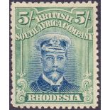 RHODESIA STAMPS : 1913 5/- Deep Blue and Blue Green.