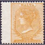 MALTA STAMPS : 1863 1/2d Yellow Buff.