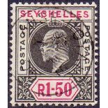 SEYCHELLES STAMPS : 1903 1r 50 Black and Carmine,