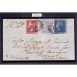 GREAT BRITAIN POSTAL HISTORY : 1858 small envelope from London to POONAH neatly franked by 1d Red,