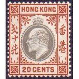 HONG KONG STAMPS : 1903 20c Slate and Chestnut.