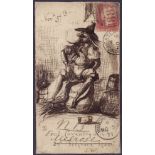 GREAT BRITAIN POSTAL HISTORY : 1871 hand illustrated envelope depicting Guy Fawkes and posted in