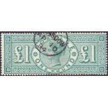 GREAT BRITAIN STAMPS: 1891 £1 Green superb used example lettered (BD) SG 212