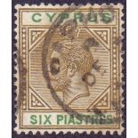 CYPRUS STAMPS : 1921 6pi Sepia and Green,