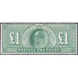 GREAT BRITAIN STAMPS : 1911 £1 Deep Green, Somerset House printing ,