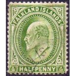 FALKLANDS STAMPS : 1904 1/2d Yellow Green.