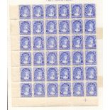 NEWFOUNDLANDS STAMPS : 1911 Princess Mary 5c value in a corner block of 36 in fine mint condition,