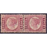 GREAT BRITAIN STAMPS : 1870 1/2d Rose Red plate 6 mounted mint pair.