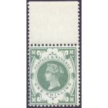 GREAT BRITAIN STAMPS : 1887 1/- Deep Grey Green. Superb post office fresh unmounted mint marginal.