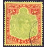 BERMUDA STAMPS : 1939 5/- Pale Green and Red Yellow, perf 14,