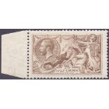 GREAT BRITAIN STAMPS : 1918 2/6 Dull Sepia Brown. Superb lightly mounted mint marginal example.