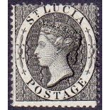ST LUCIA STAMPS : 1864 1d Black.