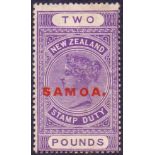 NEW ZEALAND STAMPS : 1932 Samoa £2 stamp duty lightly mounted mint SG175 Cat £1000