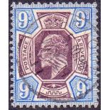 GREAT BRITAIN STAMPS : 1905 9d Slate Purple and Ultramarine (chalky).