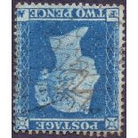 GREAT BRITAIN STAMPS : 1854 2d Blue plate 4 with INVERTED watermark, SG 20wi.