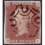 STAMPS : 1841 1d Red plate 13 very fine used