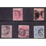 GREAT BRITAIN STAMPS : Queen Victoria high values in space filler condition SG 126 plates 1 and 2,