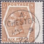 GREAT BRITAIN STAMPS : 1872 6d Deep Chestnut plate 11 (ND), superb used,