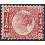 GREAT BRITAIN STAMPS : 1870 1/2d Rose Red Plate 3 mounted mint