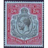 BERMUDA STAMPS : 1927 2/6 Black and Carmine/Pale Blue.