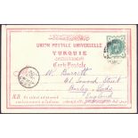 GREAT BRITAIN POSTAL HISTORY : 1902 Constantinople postcard to London franked by 1/2d Green SG 213,