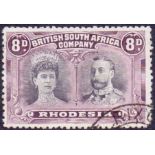 RHODESIA STAMPS : 1910 8d Black and Purple Perf 13.5.