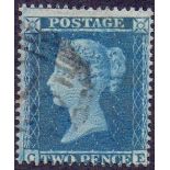 GREAT BRITAIN STAMPS : 1855 2d Blue plate 5 fine used SG 20a