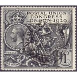 GREAT BRITAIN STAMPS : 1929 PUC £1 very fine used, cancelled by Manchester CDS,