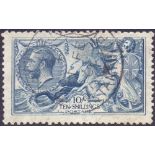 GREAT BRITAIN STAMPS : 1918 10/- Dull Grey Blue. Very fine used cancelled by BPO Constantinople.