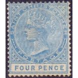 ST KITTS STAMPS : St Christopher 1882 4d Blue.