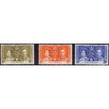 SEYCHELLES STAMPS : 1937 Coronation set lightly mounted mint, with SPECIMEN perf-in .