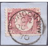 GREAT BRITAIN STAMPS : 1870 1/2d plate 1 tied to piece by CDS date 1st Oct 1870 (First Day of