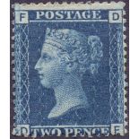 GREAT BRITAIN STAMPS :1858 2d Blue plate 12 mounted mint, small part gum,