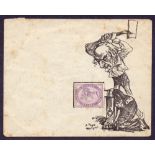 GREAT BRITAIN POSTAL HISTORY : Victorian Pen illustrated cover of an executioner about to chop of a