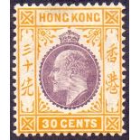 HONG KONG STAMPS : 1907 30c Purple and Orange Yellow.